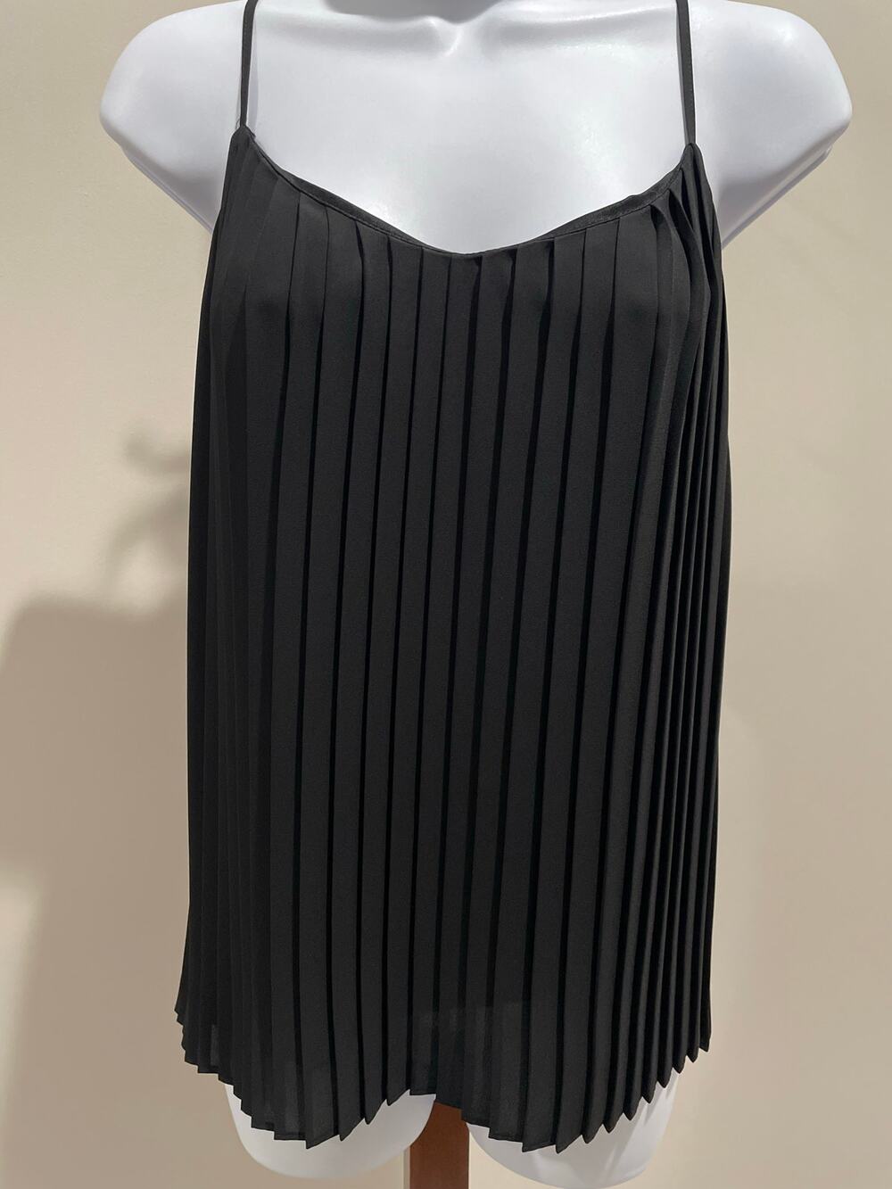 Express Black Spaghetti Strap Pleated Top Size S Fully Lined Lightweight